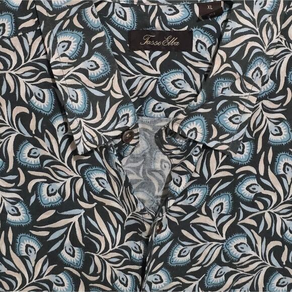 Tasso Elba Floral Tropical Hawaiian Button Down Silk Shirt Men's Size XL - Picture 5 of 9